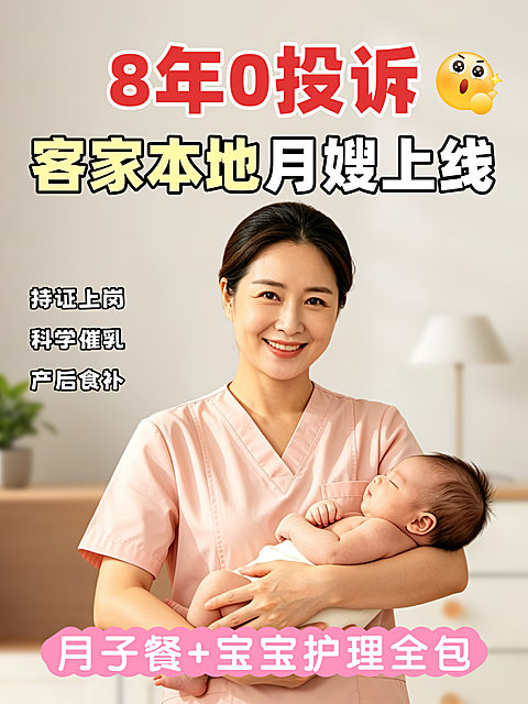 母婴亲子服务月嫂推荐营销人像写实风小红书封面