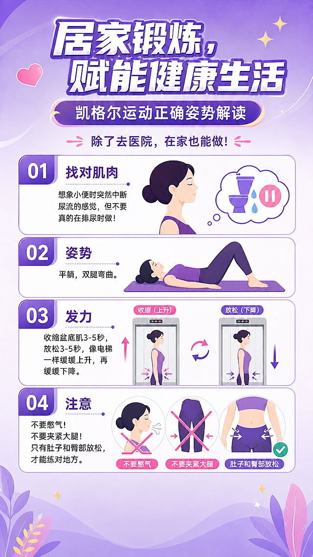 去掉海报底部的二维码占位方块区域，将其移除。底部保留紫色渐变背景和两侧的植物叶子装饰元素，保持整体画面协调美观。上方所有内容（标题、四个步骤的图文内容）保持完全不变。底部空间用紫色背景和装饰植物叶子自然填充，使画面完整和谐。