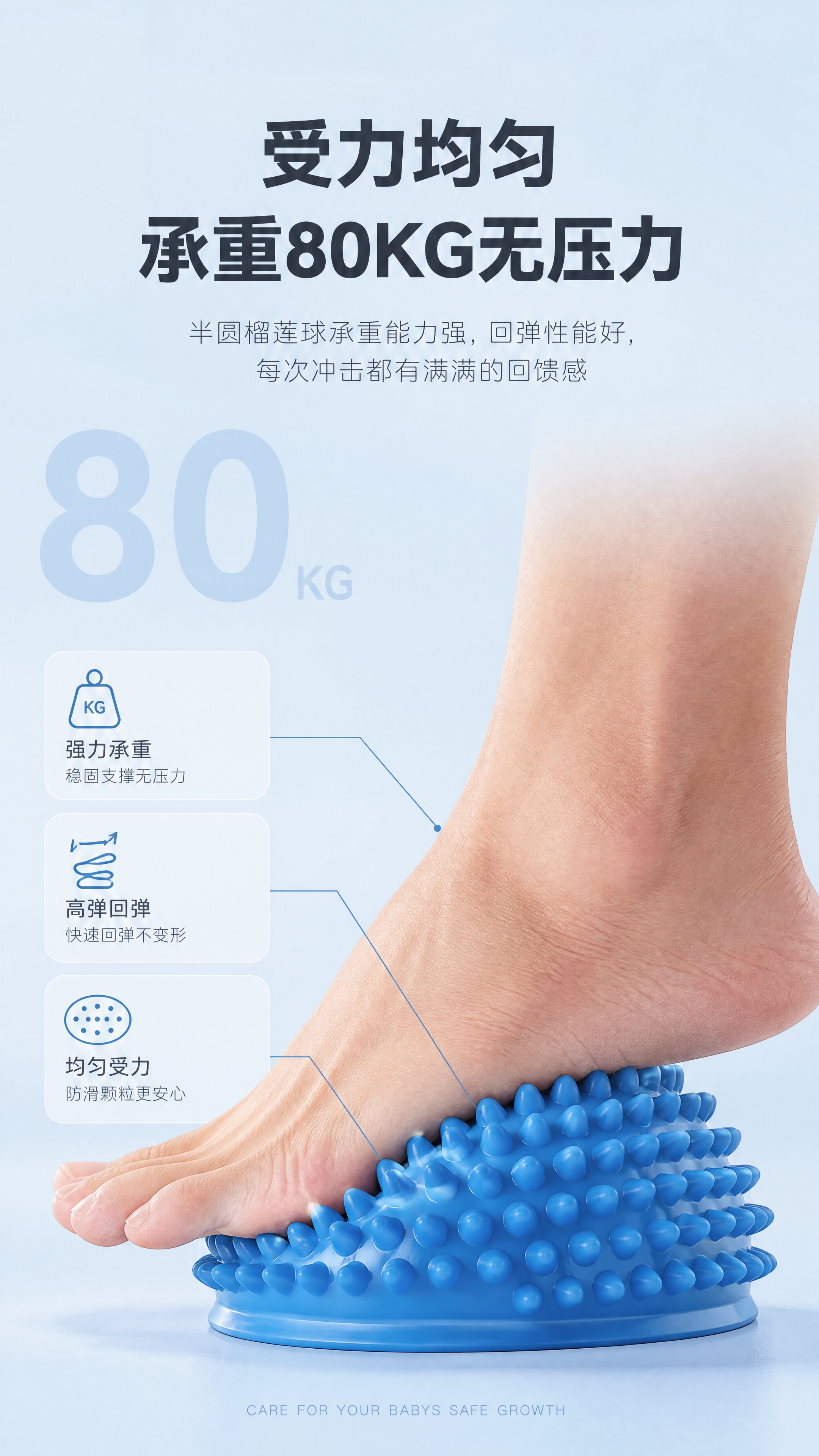 [商品] 使用【图2】脚踩蓝色半圆榴莲球的产品图，保留半圆造型… - 图片创意预览