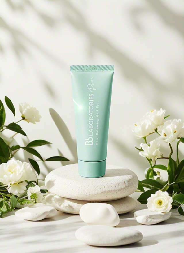 清新简约风格，轻拟物风设计，白色花朵与石块点缀，营造自然纯净美感。