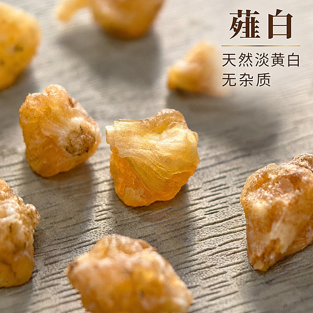 基于上传的薤白素材进行主图创作，严格使用上传素材，完整保留原图中薤白颗粒的数量、形状、大小、天然淡黄白与金黄色的自然色泽、半透明角质质感与表面天然纹理、每一颗颗粒散落的位置与前后景虚实层次、浅灰台面质感、俯视近景构图与柔和光影，绝不变形、不改色、不增减颗粒数量、不改变每一颗的位置与形态、不添加任何原图没有的物体或元素。

光线与质感：柔和的自然光从上方照射，颗粒淡黄白色泽自然、半透明角质与表面纹理清晰可见，整体光影干净通透，质感真实。

文字要求（严格）：画面中只允许出现三组中文文字，不多不少；严禁出现任何英文单词、拼音、拉丁学名、拉丁字母或数字标签，严禁出现方括号、书名号、圆括号等任何括号符号；严禁出现任何其他说明文字、标签、编码或水印。

文字排版：在画面右上角叠加文字。第一行为主标题「薤白」，使用中文高级宋体或轻衬线体，深棕色，字号很大、醒目大气，字间距宽松；主标题下方放置一条细细的金色装饰线；装饰线下方依次放置第二行「天然淡黄白」与第三行「无杂质」，使用中文细黑体或轻衬线体，深棕色，字号很大、清晰可读，行间距宽松，不带任何括号。除这三组中文文字外画面不得再有任何文字。

整体风格：真实、克制、高级，突出薤白天然淡黄白、洁净无杂质的品质。

1:1 比例，2K超高清画质，细节丰富清晰。