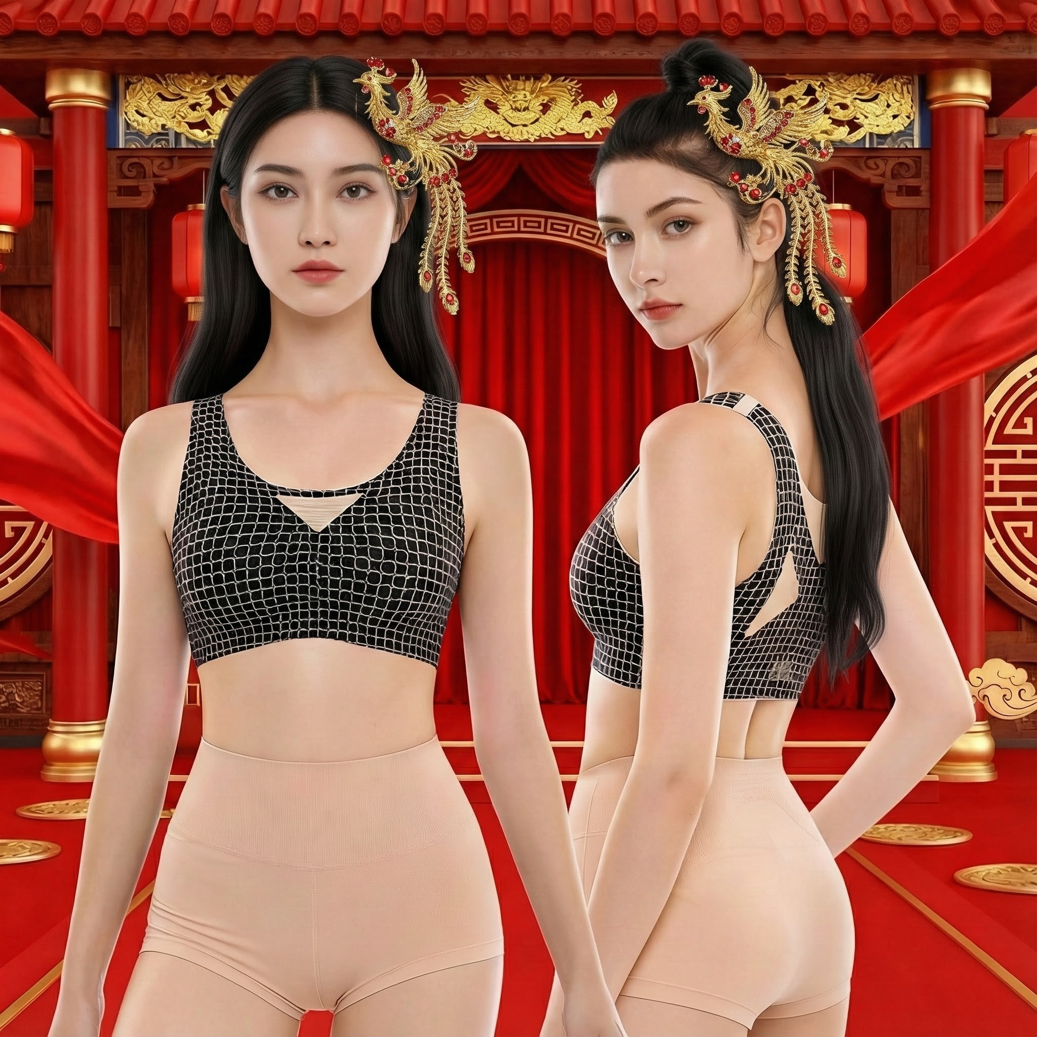 眼镜去掉，头上戴中国风元素凤钗 - 图片创意预览