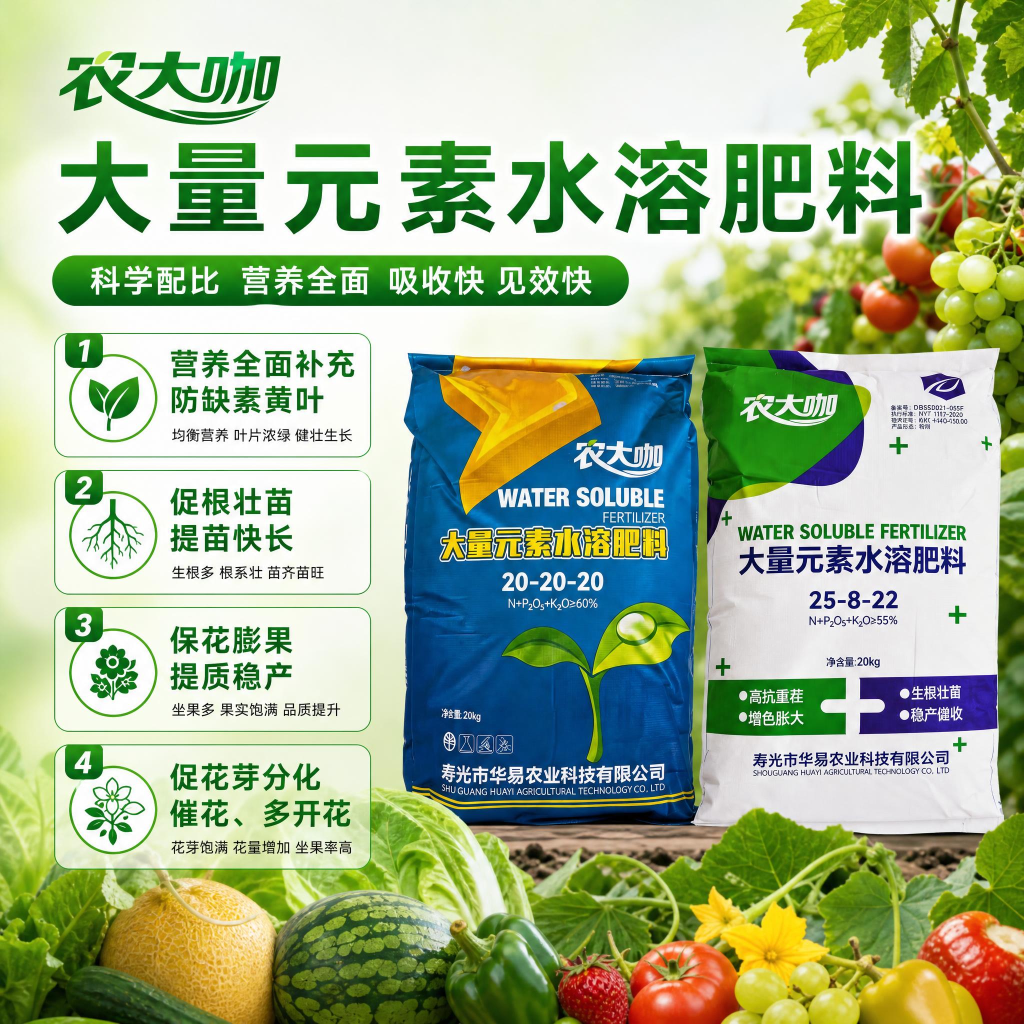 拼多多电商主图，农大咖大量元素水溶肥核心功效卖点展示图，主图比… - 图片创意预览