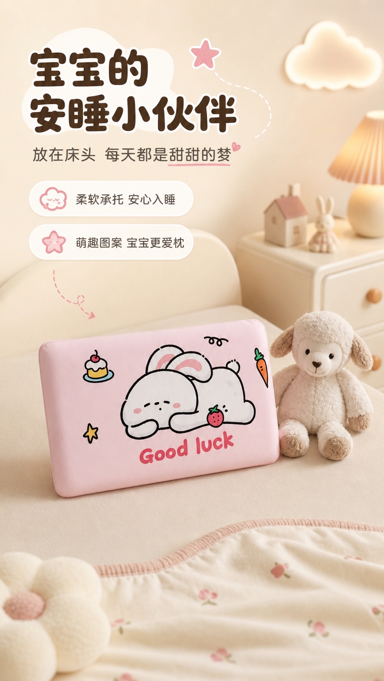 [商品] 使用【图1】粉色趴趴兔款记忆棉儿童枕；保留枕头形状、… - 图片创意预览