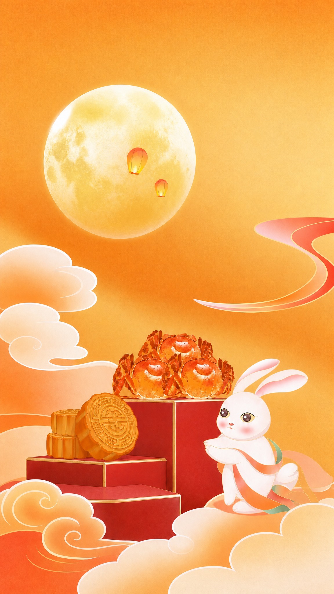 将这张中秋竖版插画的尺寸调整为宽929px高1920px，保持… - 图片创意预览