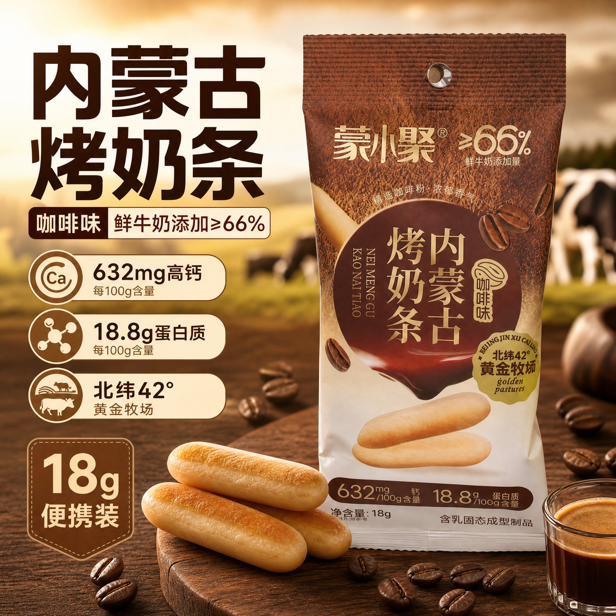 [主图-6] 蒙小聚内蒙古烤奶条咖啡味 爆款促销感主图，突出鲜… - 图片创意预览