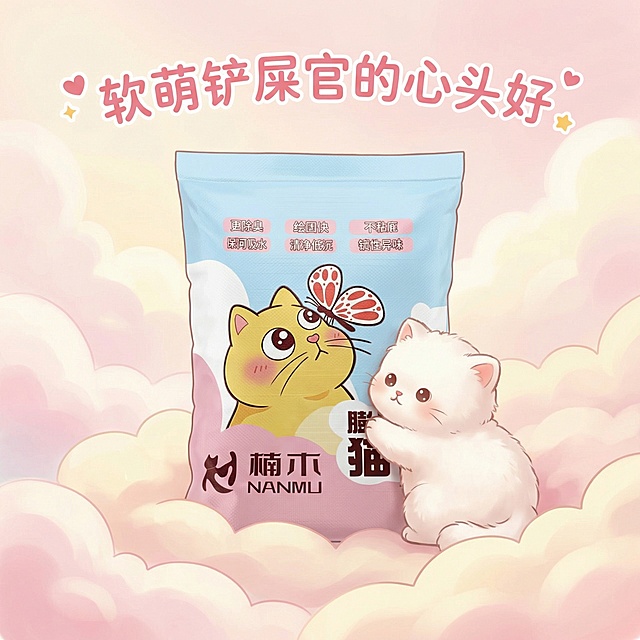 我是在拼多多卖猫砂的 帮我做10张主图 要求简单可爱一点 文案自己发挥