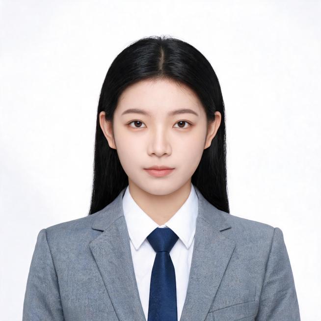 亚洲年轻女生，年龄20到30岁左右，正面免冠标准商务证件照，胸部以上胸像构图，人物居中端正，双肩平齐，平视镜头，表情自然平和，露出双耳与眉毛。身穿剪裁合身的随机颜色正装西装外套，内搭挺括纯白色正装衬衫预览效果