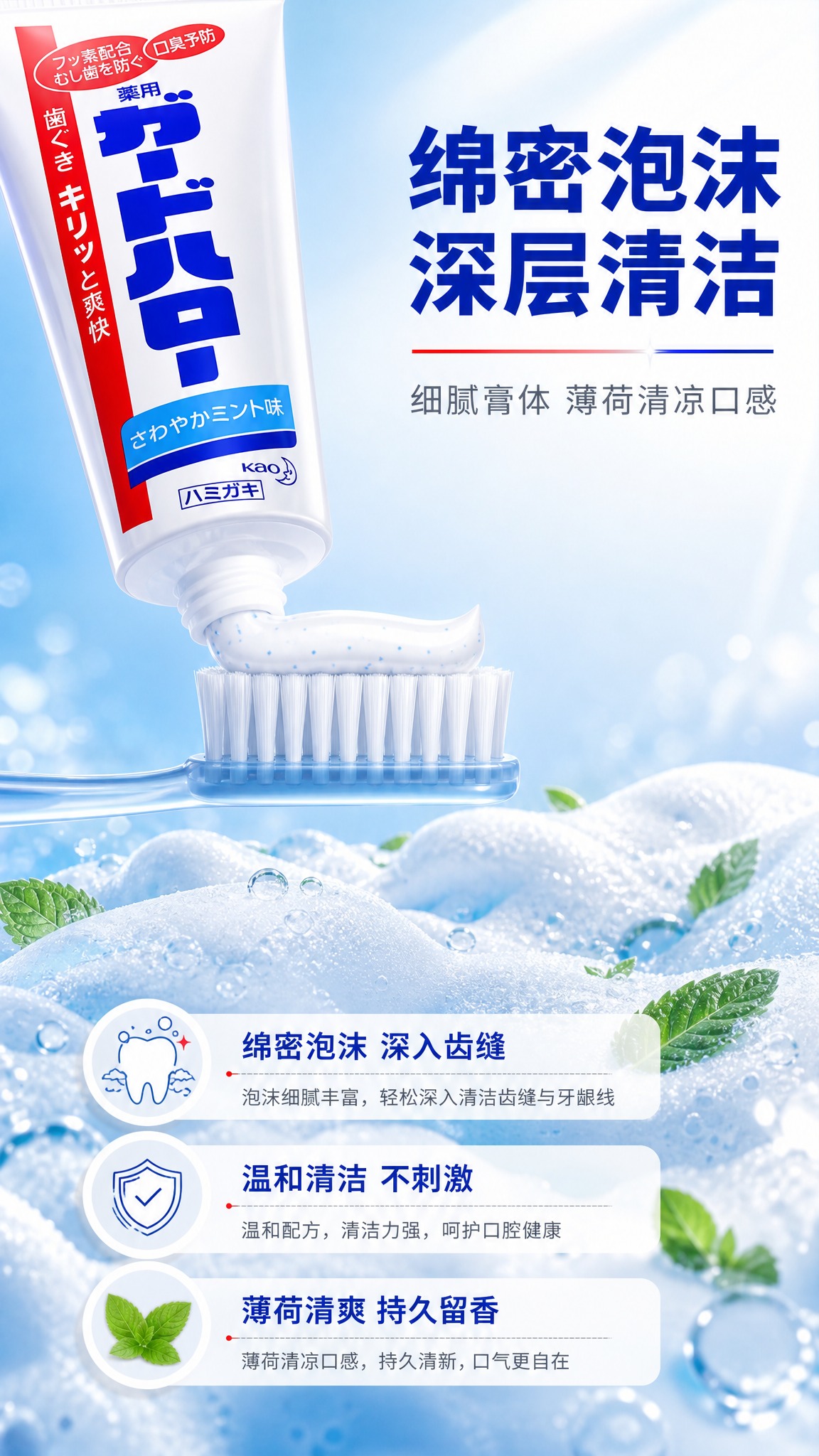 [商品] 使用【图1】花王药用牙膏白色软管包装；保留白色软管主… - 图片创意预览