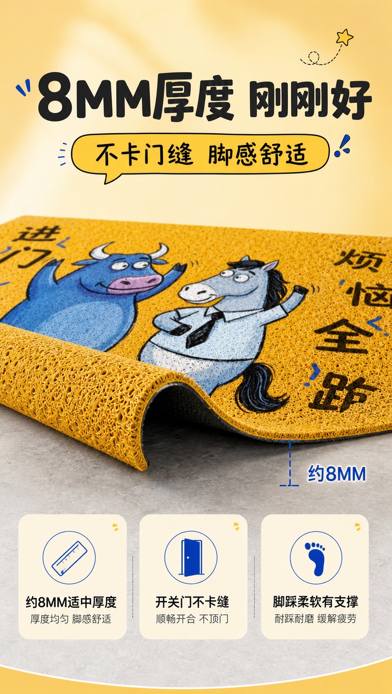 [商品] 使用【图1】黄色丝圈入户门地垫，保留黄色丝圈材质、卡… - 图片创意预览
