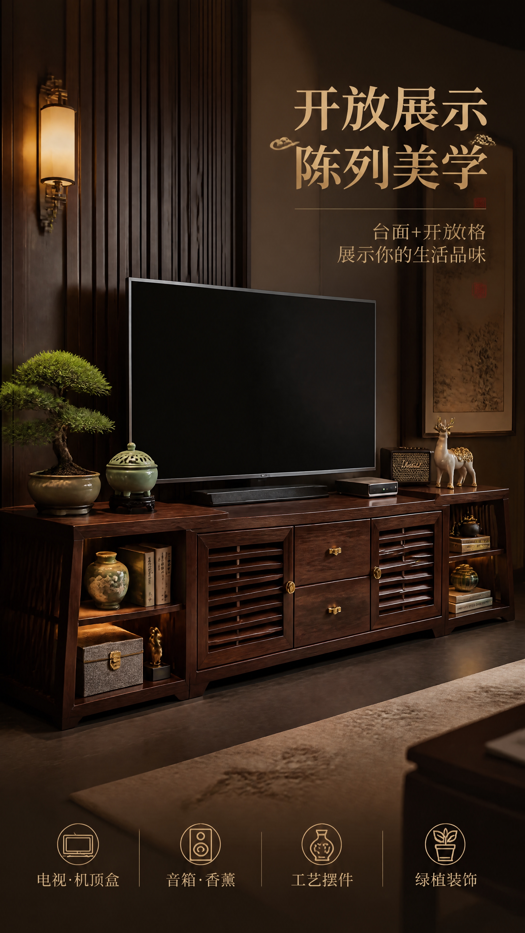 第3张 开放式展示格功能展示。本张使用【图1】作为商品主体，保… - 图片创意预览