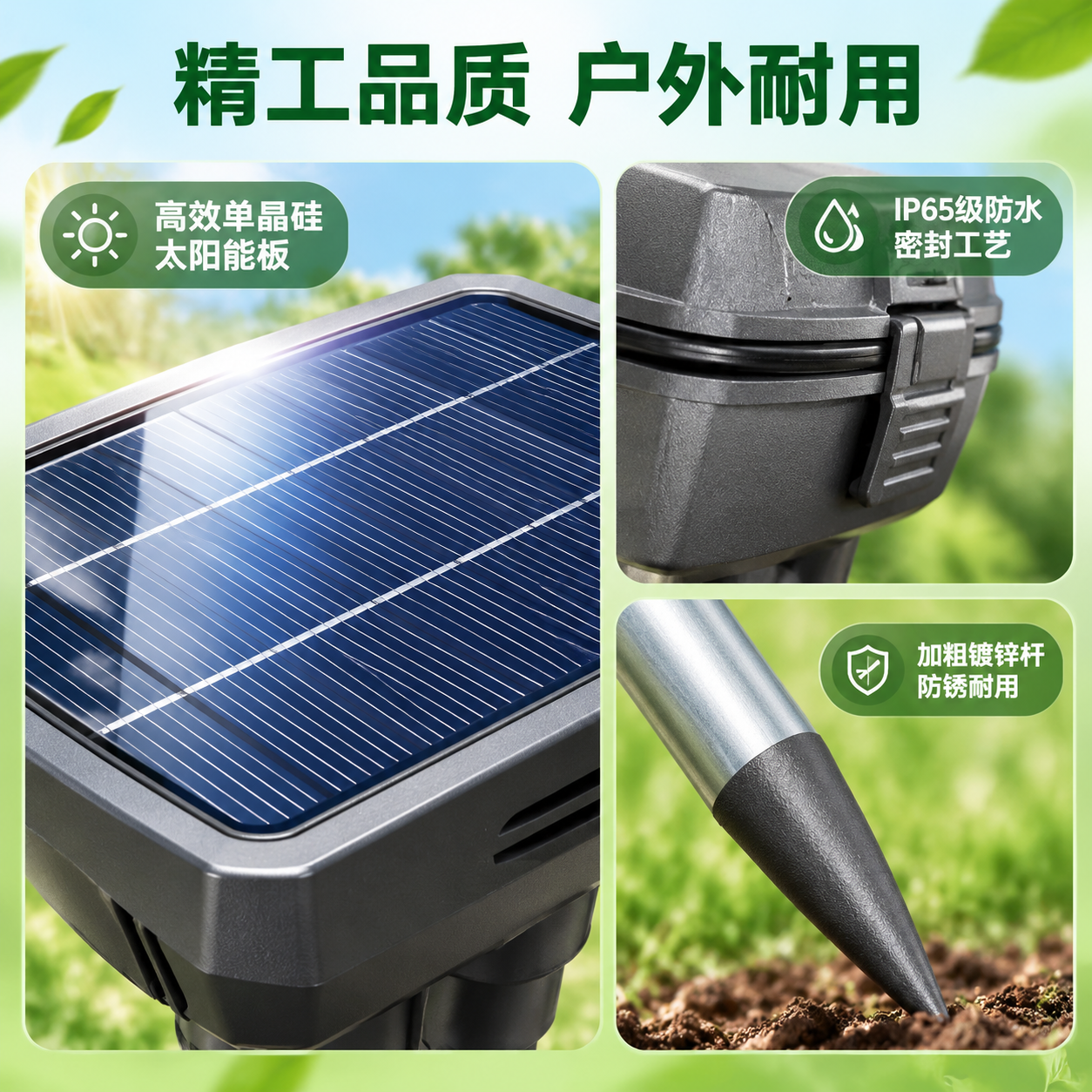 [主图-3] 驱鸟器材质与工艺细节图，核心任务是放大产品高价值… - 图片创意预览