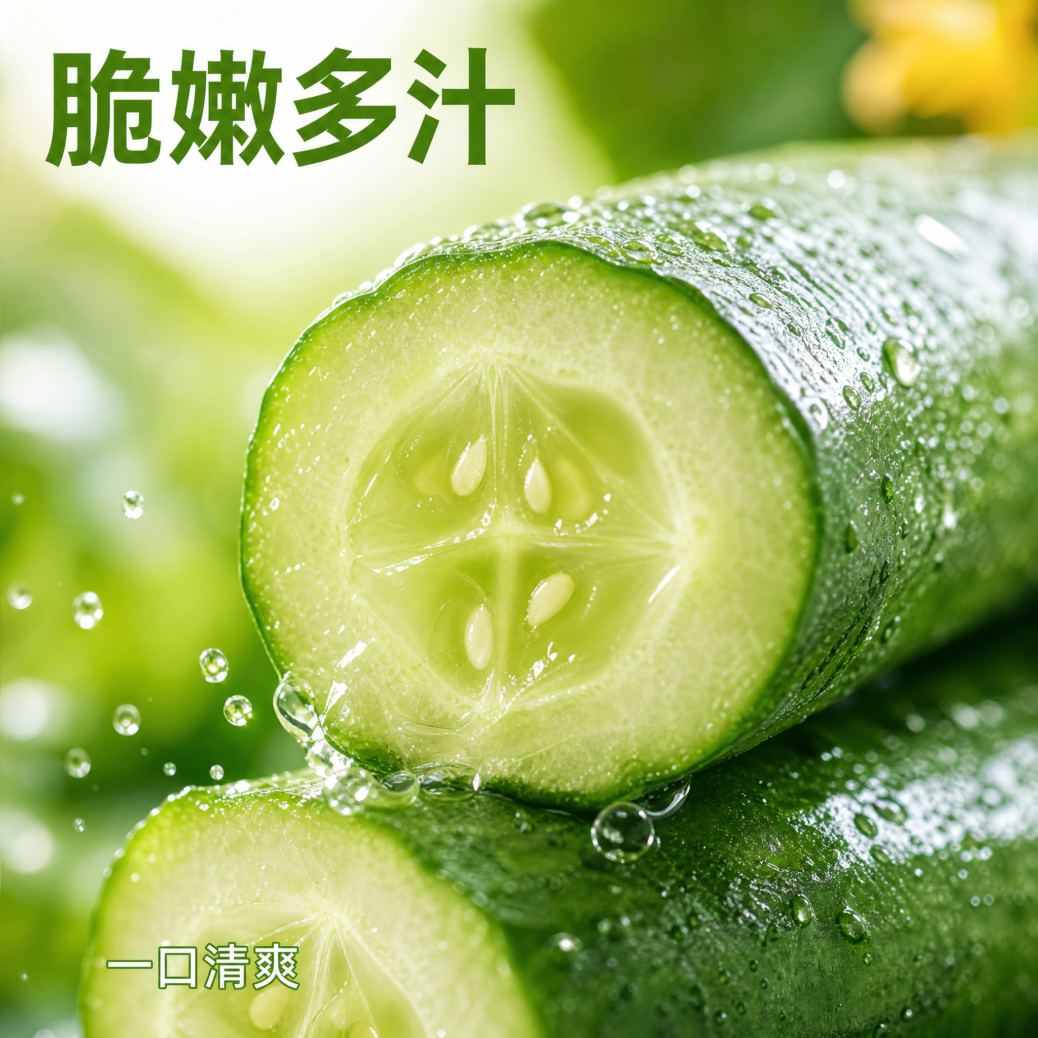 「图片1」，生成一套主图（8张），商品名称是水果黄瓜，卖点是新… - 图片创意预览