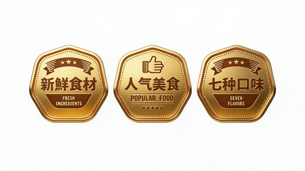 修改为黄金渐变金属质感，保留所有文字和图形结构不变，整体做黄金渐变金属化处理，保持原有排版布局，增加黄金的光泽渐变效果预览效果
