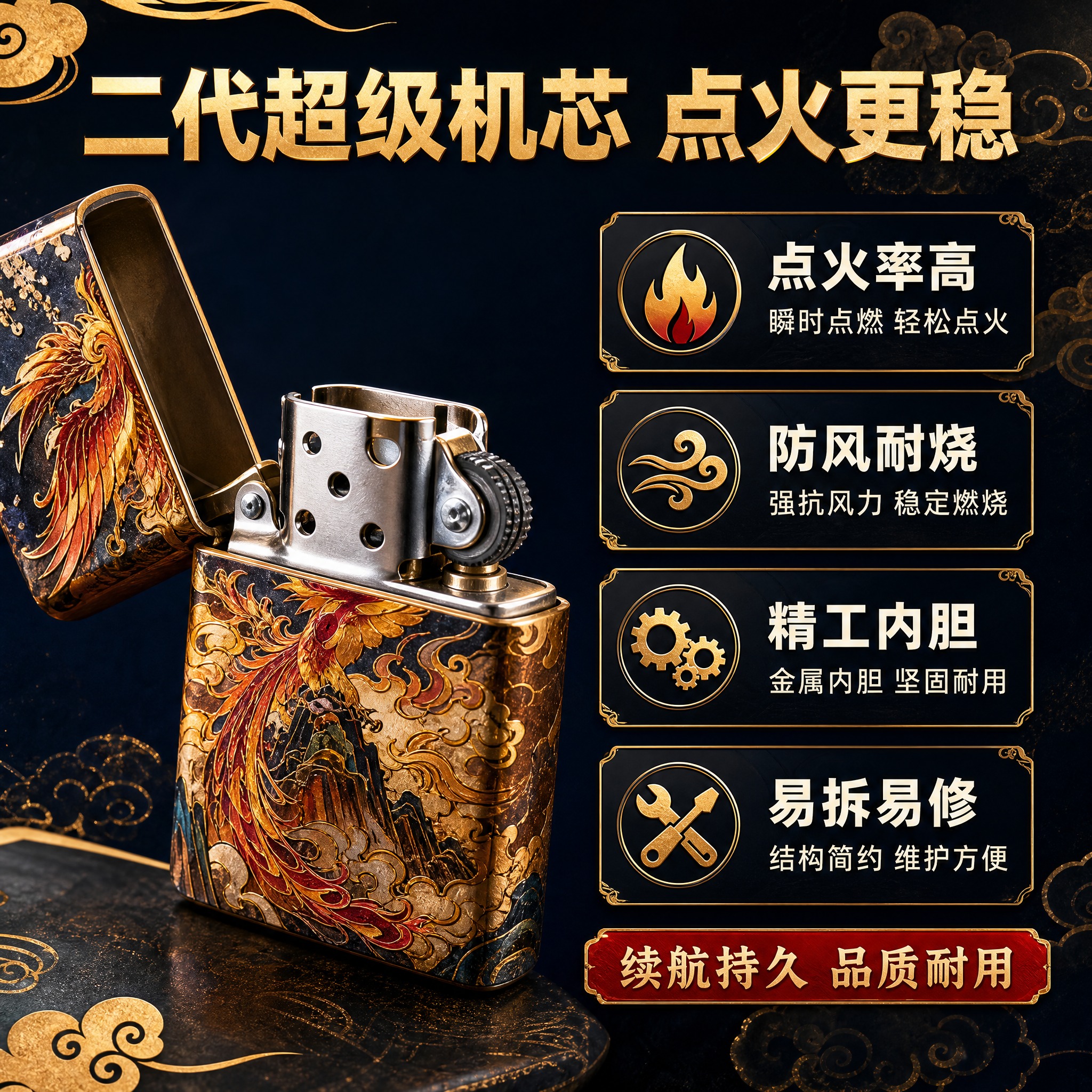 [主图-3 朱雀款] 二代超级机芯卖点展示，突出内胆机芯性能优… - 图片创意预览