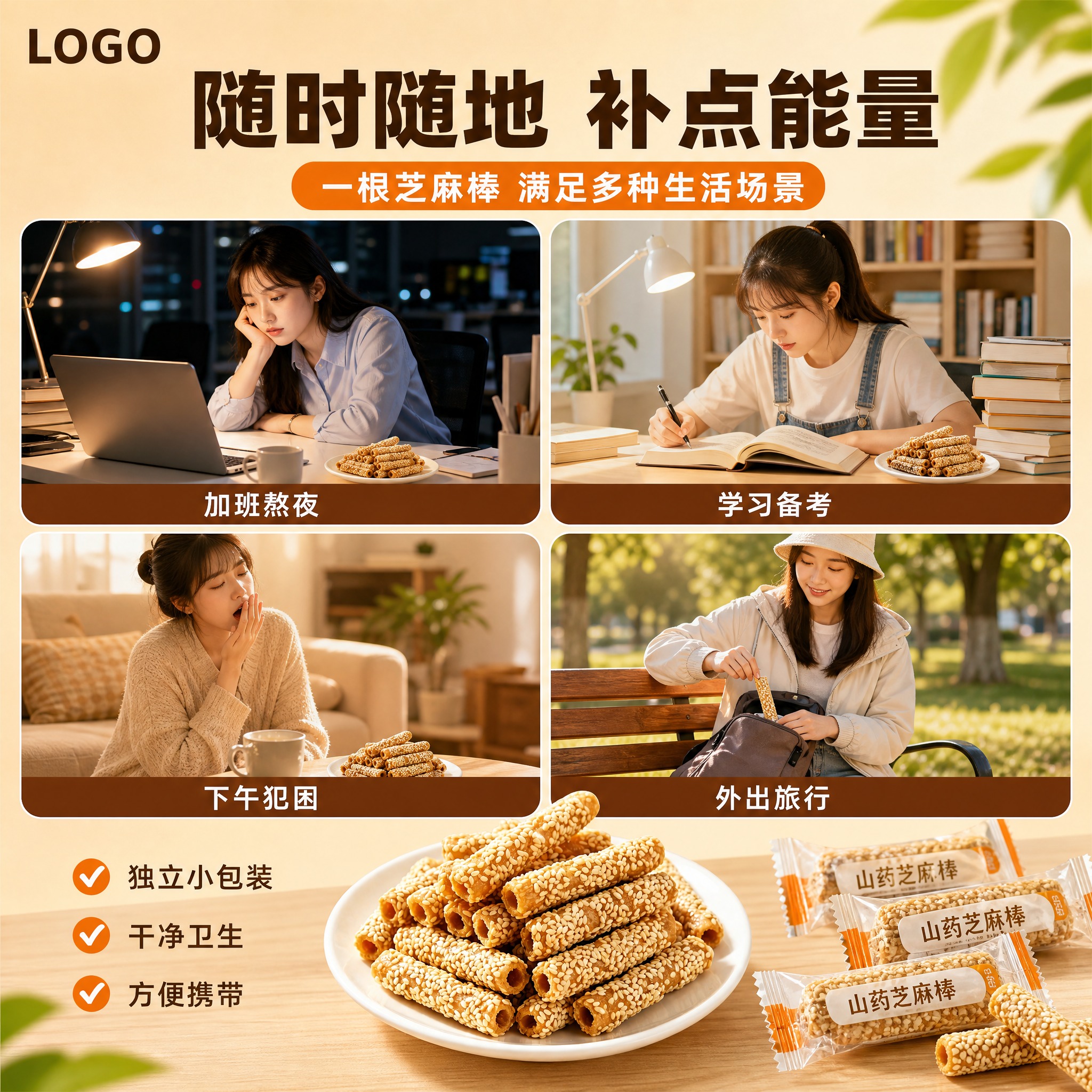 [主图-1] 多场景食用展示主题，复刻参考图image2的四宫… - 图片创意预览