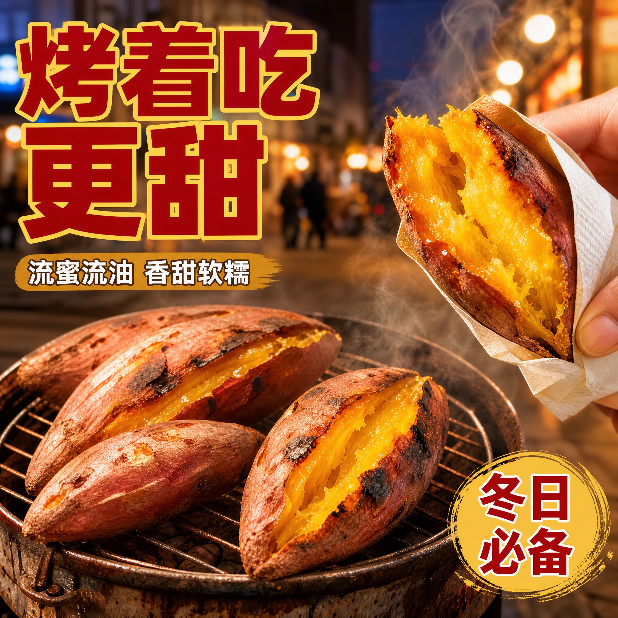 [主图-4] 食用场景 烤红薯 冬日暖胃 街头美味。 [统一基… - 图片创意预览