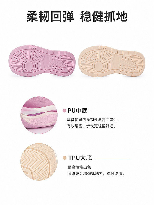 「图片1」「图片1」「图片1」「图片1」「图片1」「图片1」「图片1」「图片1」「图片1」生成鞋子的产品详情页，文案和卖点，请严格参考以下要求
设计风格请根据鞋子的风格款式和产品特点设计，
一共分5P，每页的文案内容分别如下：
P1：清新简约 活力轻盈（主标题，突出设计），运动休闲鞋  白璧无瑕，
厚底增高 | 轻弹缓震 | 足弓支撑 | 舒适按摩（4个卖点）
P2：轻盈透气  亲肤舒适（主标题），牛皮革拼接网布，兼顾质感、挺括度与透气性，日常易于清洁打理。
P3：厚底增高  修饰腿型（主标题），科学设计的适度增高，视觉上优化腿部线条比例。
P4：柔韧回弹  稳健抓地（主标题），PU中底具备优异的柔韧性与高回弹性；TPU大底耐磨性能出色，底纹设计增强抓地力
P5：科学设计  平衡步态（主标题），依据足生物力学原理设计，为足部提供稳定包裹和支撑。
鞋头加宽  脚趾自由舒展，不挤脚
后跟加固  保护足踝，不易崴脚
足弓支撑  均衡受力，行走稳定