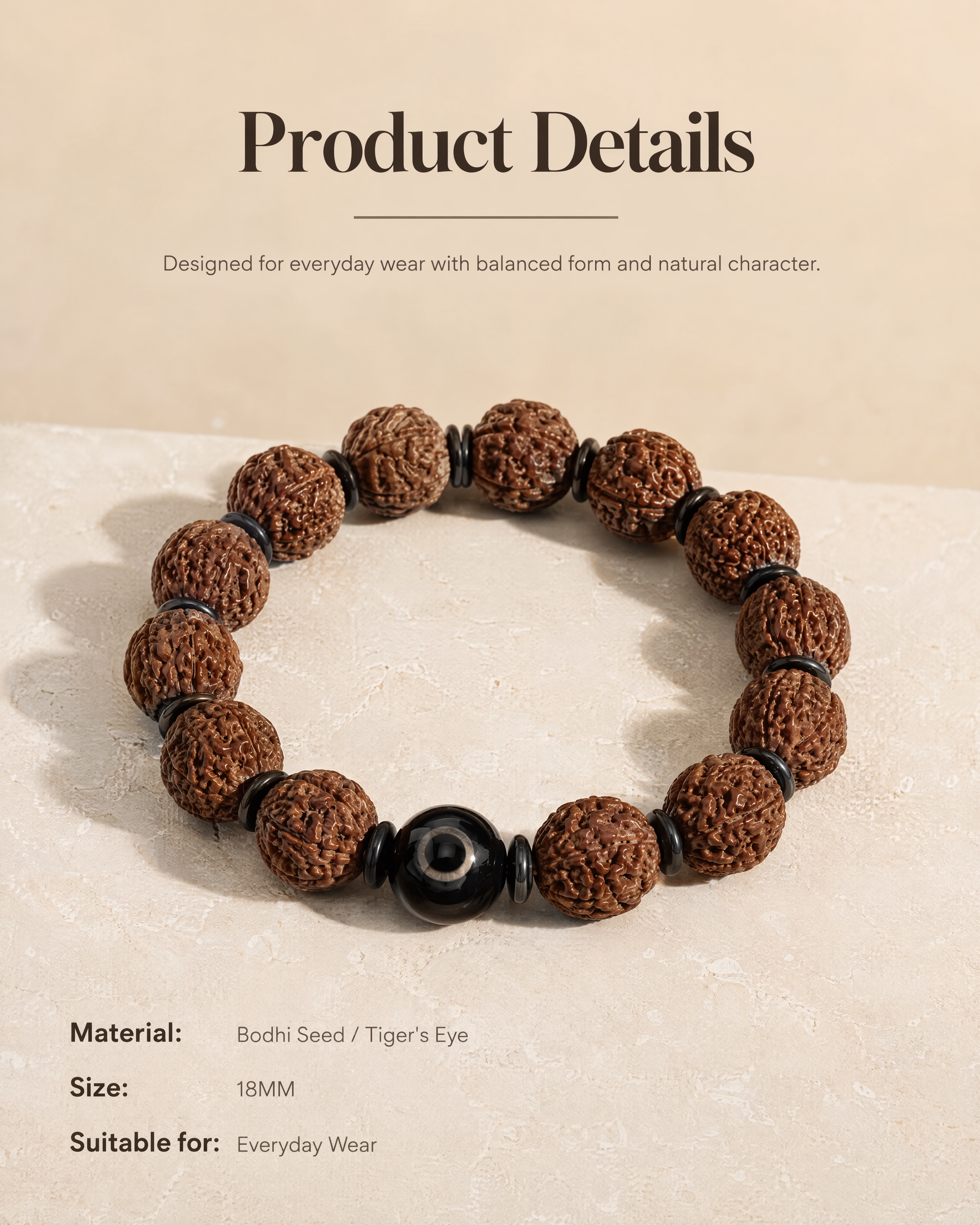 [商品] 金刚菩提手串（带一颗黑色天眼虎睛石主珠与黑色隔片），… - 图片创意预览