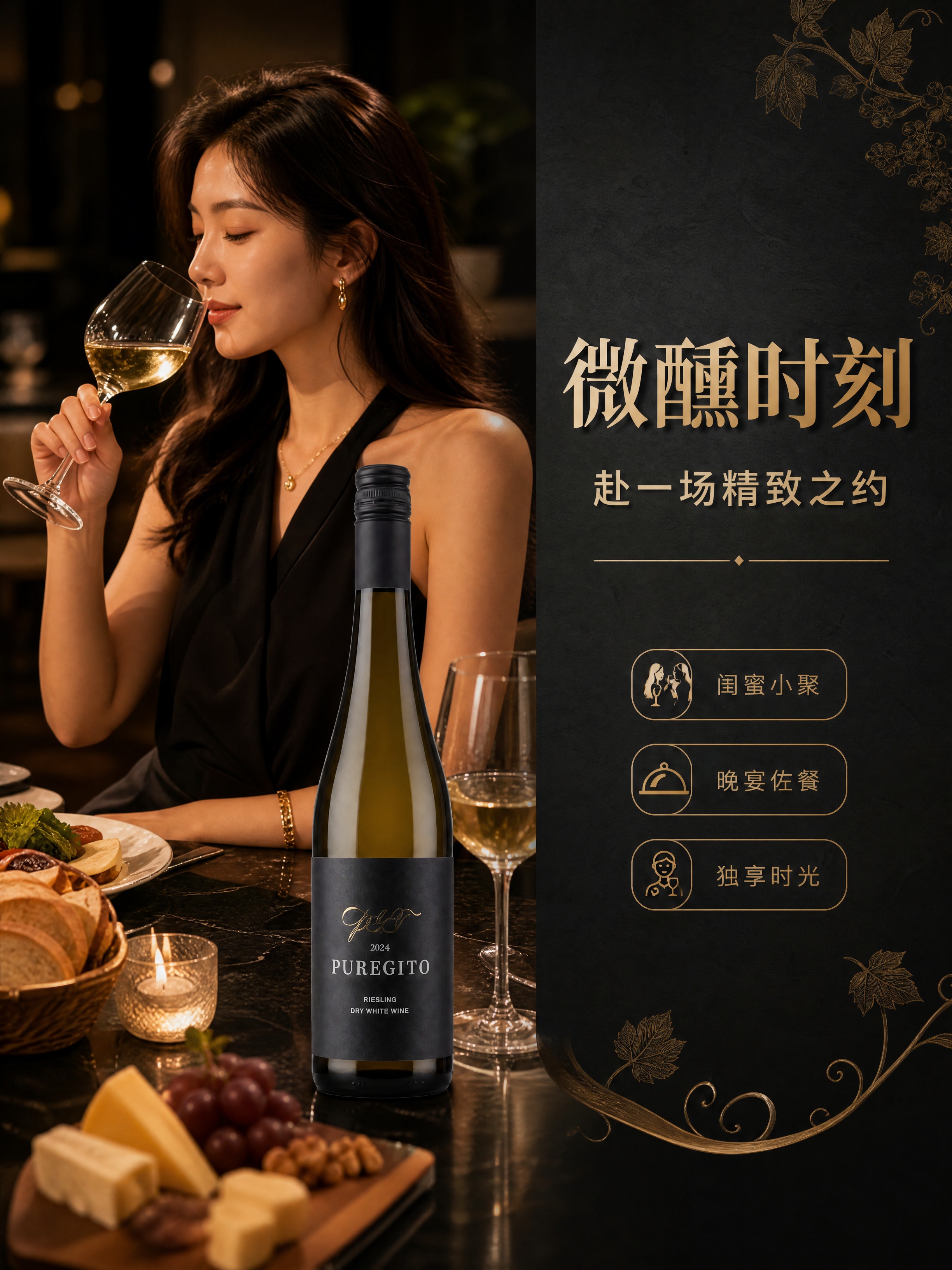 [商品] 使用【图1】葡吉多雷司令干白葡萄酒；保留深灰哑光酒标… - 图片创意预览