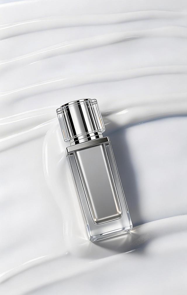 将图1产品替换为图2产品，保留图1的流动奶白色膏体背景和光影效果，使用全能图像2.0模型