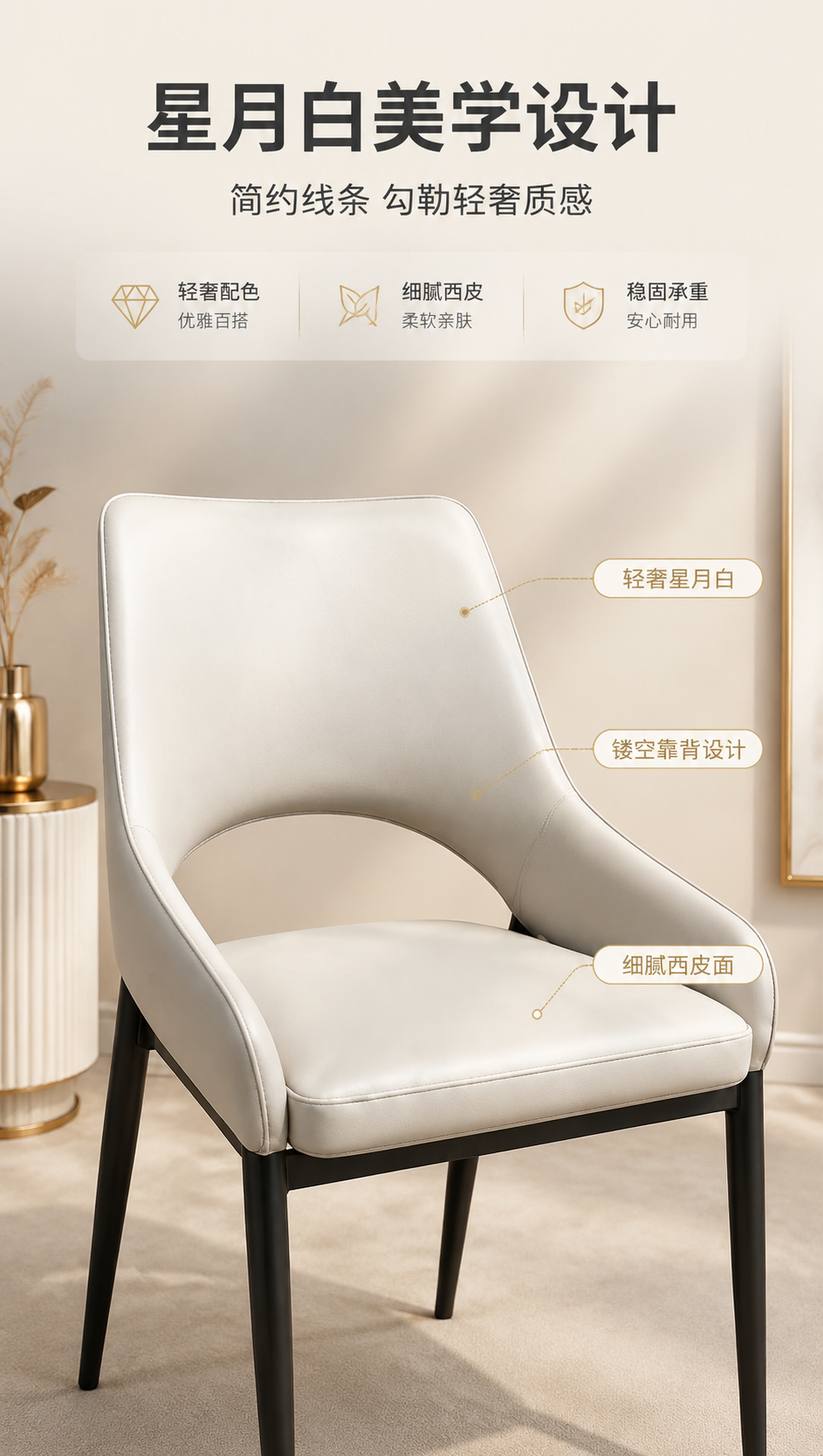 [商品] 使用【图1】DY-8822A星月白餐椅；保留整体结构… - 图片创意预览