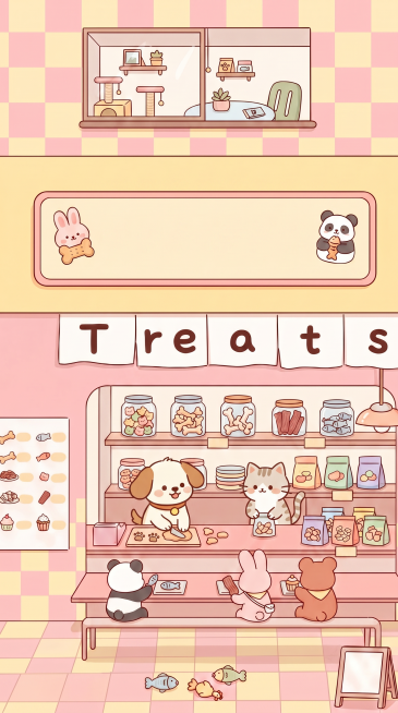 生成宠物零食店插画预览效果