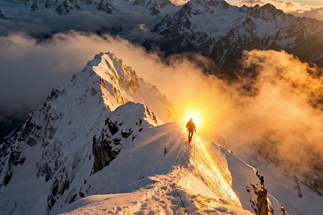 将太阳修改为在雪山后微微升起的状态