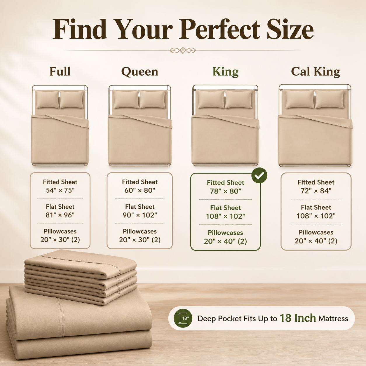 [主图-6] 尺寸选择指南图，展示Full、Queen、Kin… - 图片创意预览
