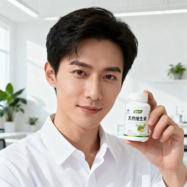 专业头像设计，专业营养师健康管理师真人出镜，身着简约专业着装，手持爆款维生素或蛋白粉产品做清晰特写，背景为简约明亮的健康工作室或专业品控场景，无杂乱元素，光线明亮柔和，突出专业背书与产品正规性，强化专业信任，打消对保健品品质合规性的顾虑
