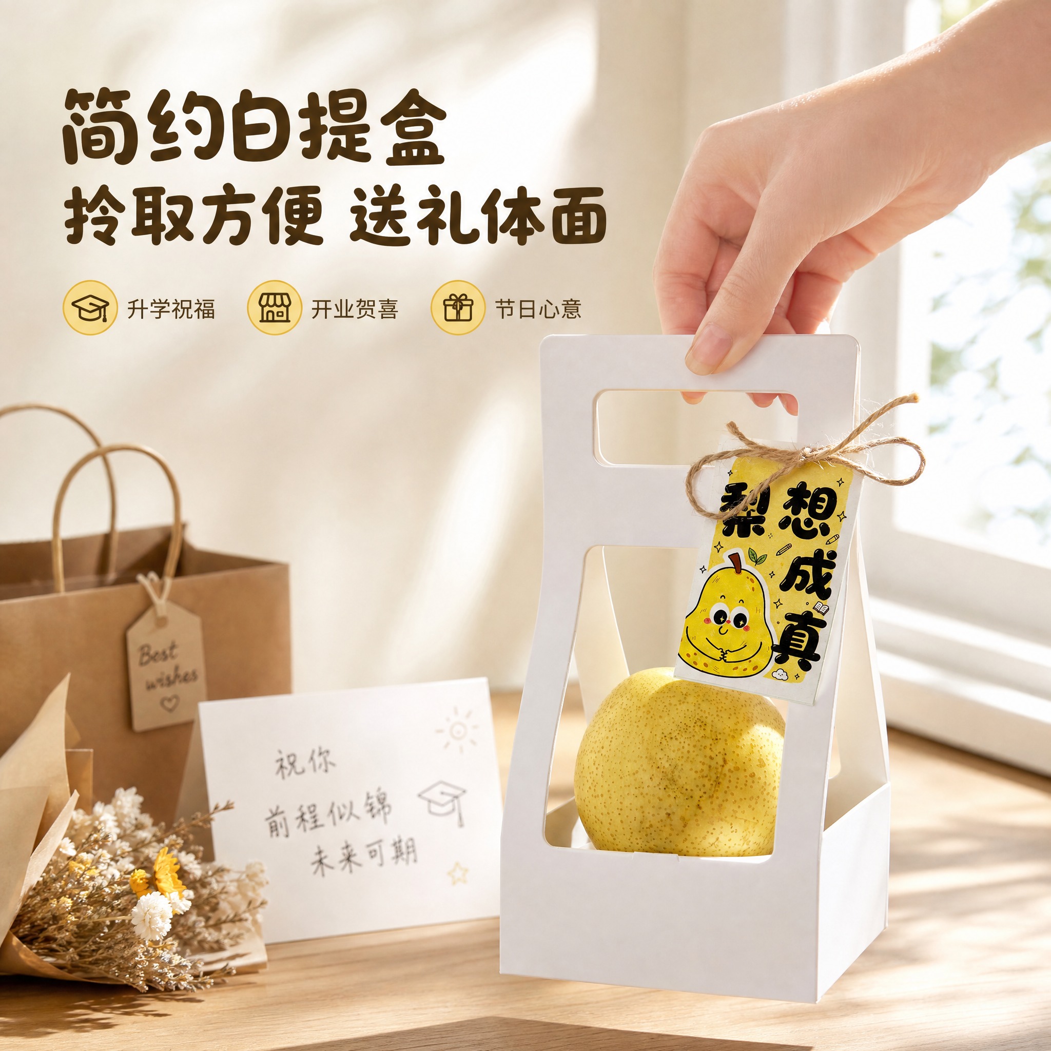 [主图-3] 主题：简约白手提纸盒 拎取方便 送礼场景氛围感。… - 图片创意预览