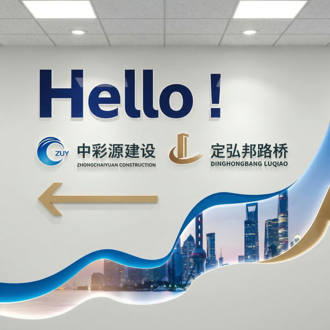 参考图2的正方形尺寸和正视图视角，将图1的立体文化墙调整为正方形正视图效果，完整保留原图的所有设计元素、文字内容、logo、波浪造型和蓝金配色预览效果