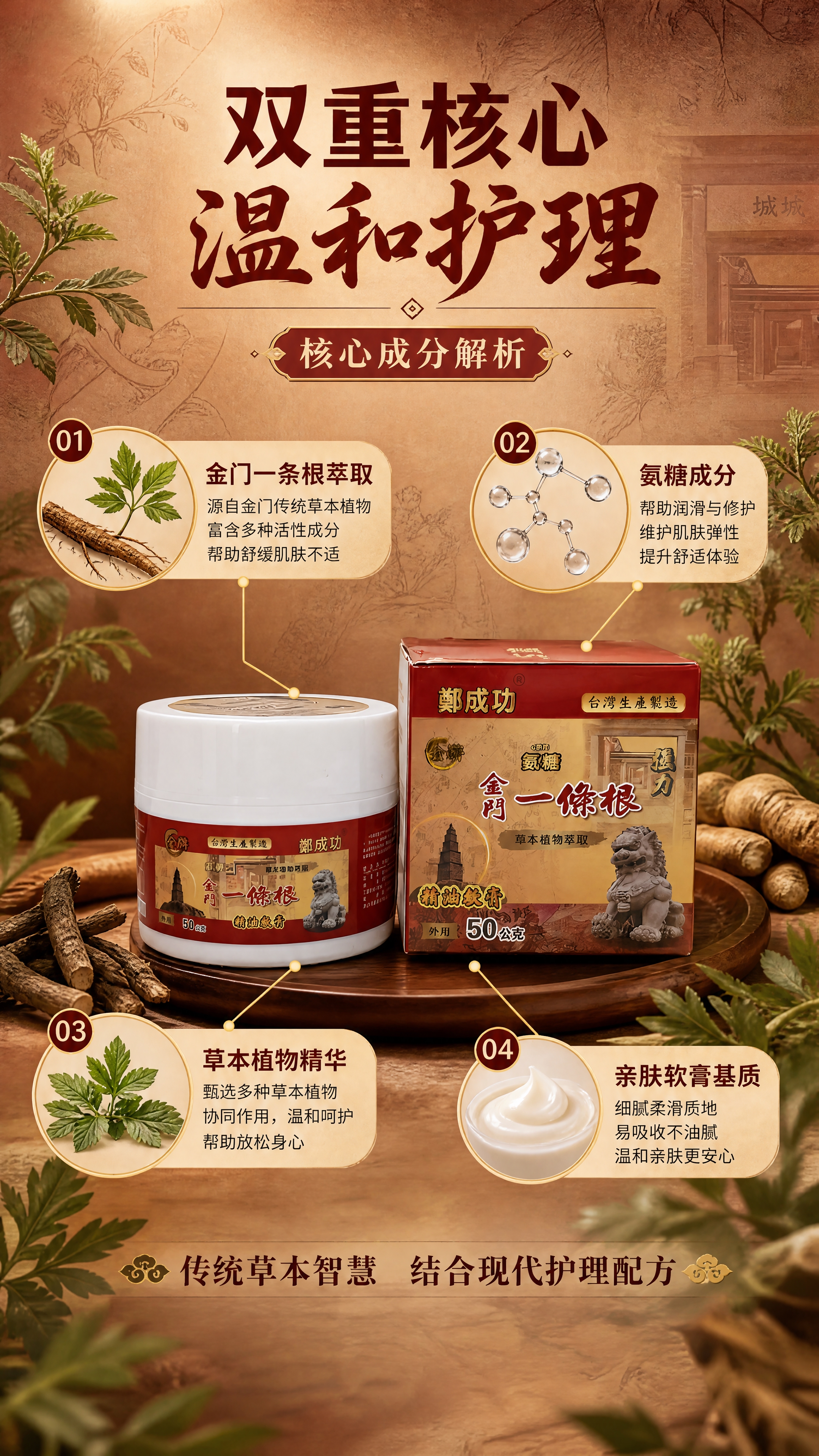[商品] 使用【图1】郑成功金牌金门一条根氨糖精油软膏；保留罐… - 图片创意预览