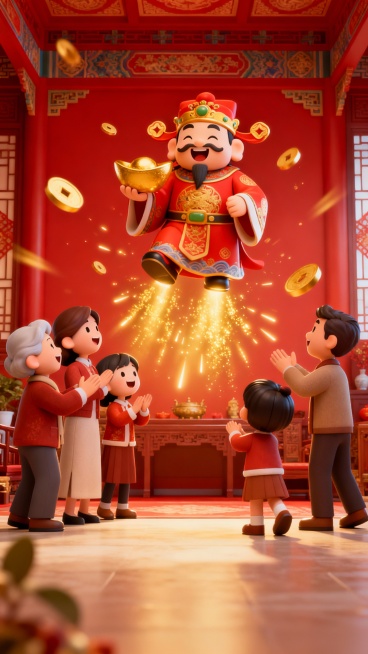 参考图片中的风格样式，制作从除夕到初七，共8张中国春节年俗海报（参考图的那张也要重新制作一张），海报中不需要民俗的具体文字，后期我会自己添加；场景根据年俗的不同而变化、每张海报的具体生成的民俗内容为：预览效果