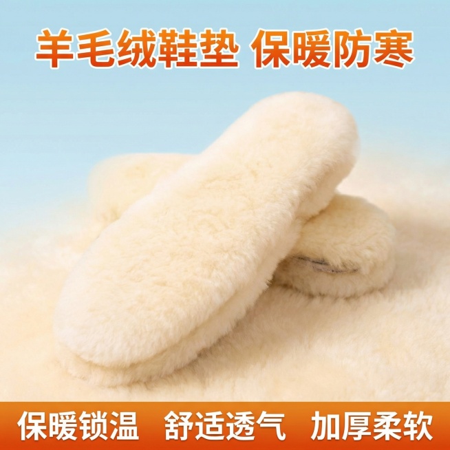我的产品是羊毛绒鞋垫，帮我做10张拼多多主图预览效果