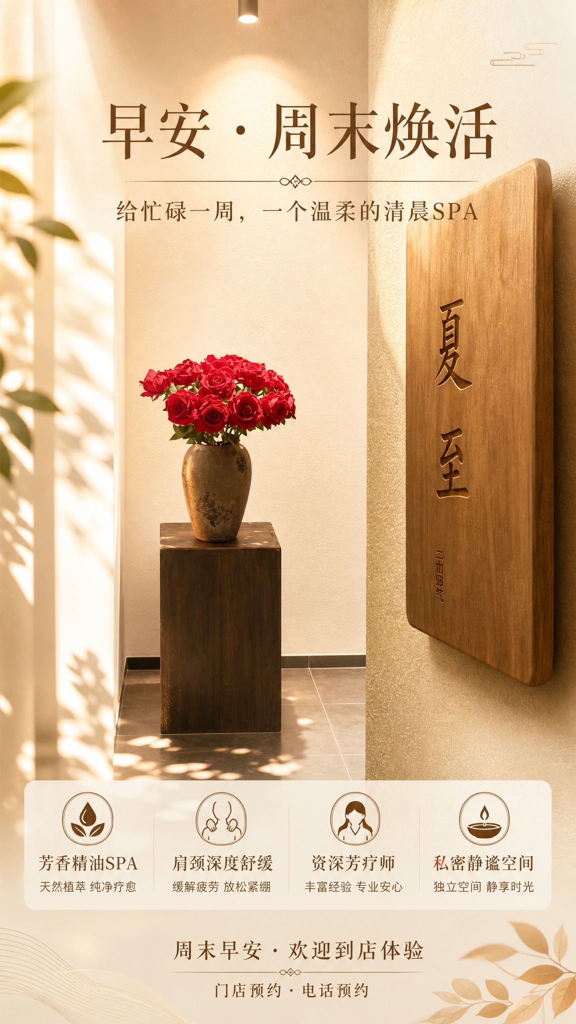 以这张 SPA 门店实景照片为基础，制作一张竖版手机端朋友圈海… - 图片创意预览