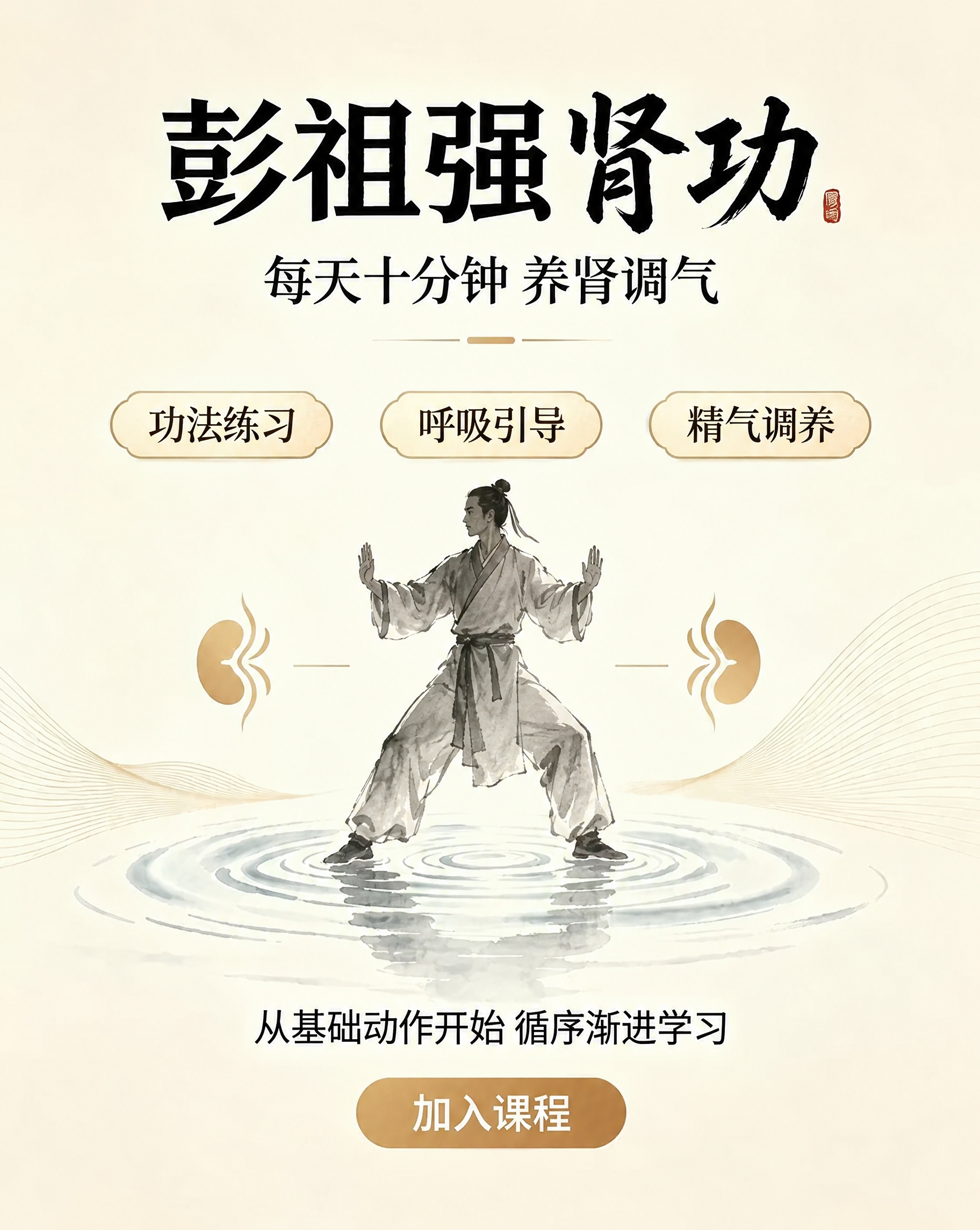 将图中练太极的人物替换为古装武夫练站桩的姿势，保持水墨风格，人… - 图片创意预览
