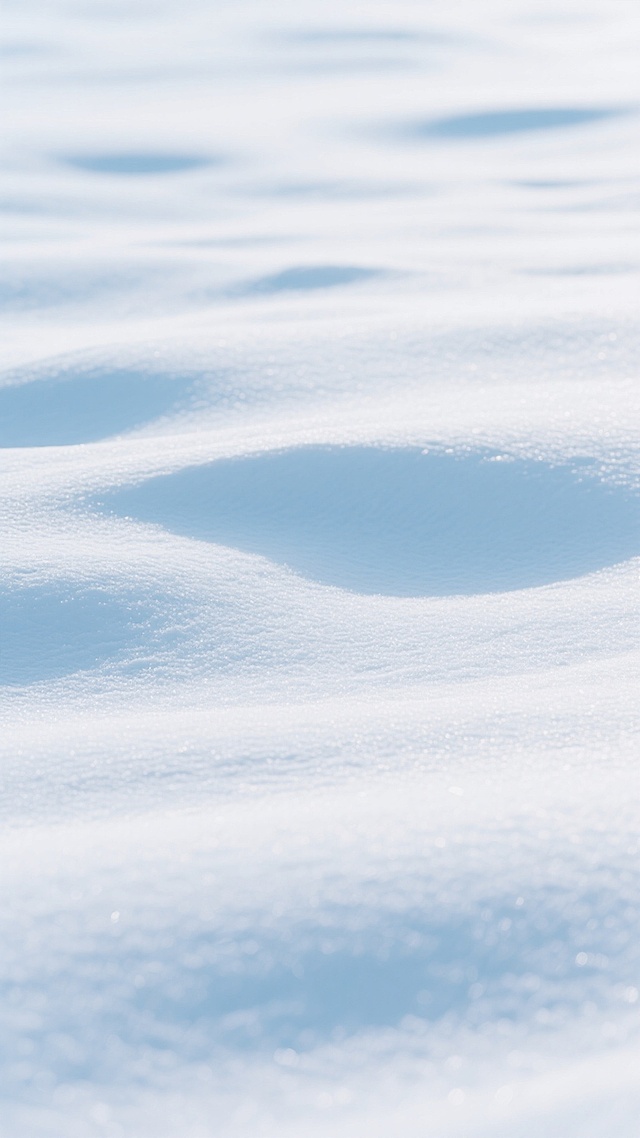 纯净的雪地背景，呈现细腻的白色与淡蓝色渐变纹理，表面有自然形成的细微起伏和柔和阴影，整体风格干净简约，光线明亮均匀，无任何杂物或文字元素，适合作为背景使用的平铺式雪景画面。
