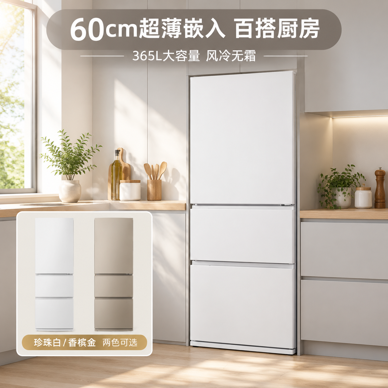[主图-3] 主题：两色可选 60cm超薄嵌入 现代厨房场景展… - 图片创意预览