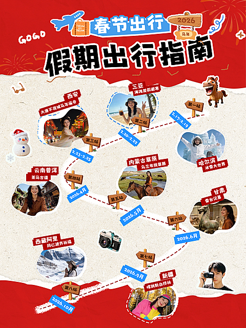 春节攻略指南通用喜庆感小红书封面