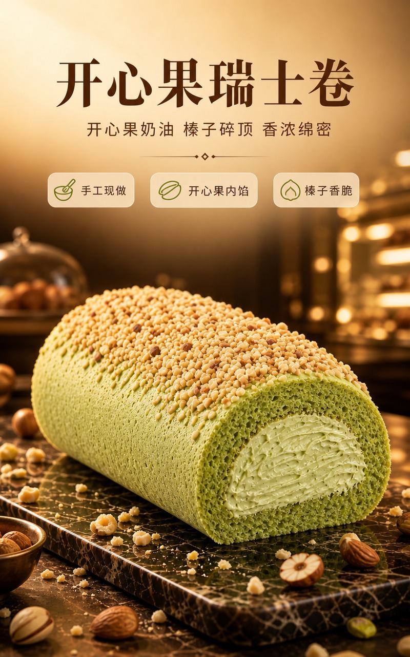 [商品] 使用【图1】开心果瑞士卷；保留开心果绿色蛋糕体、开心… - 图片创意预览