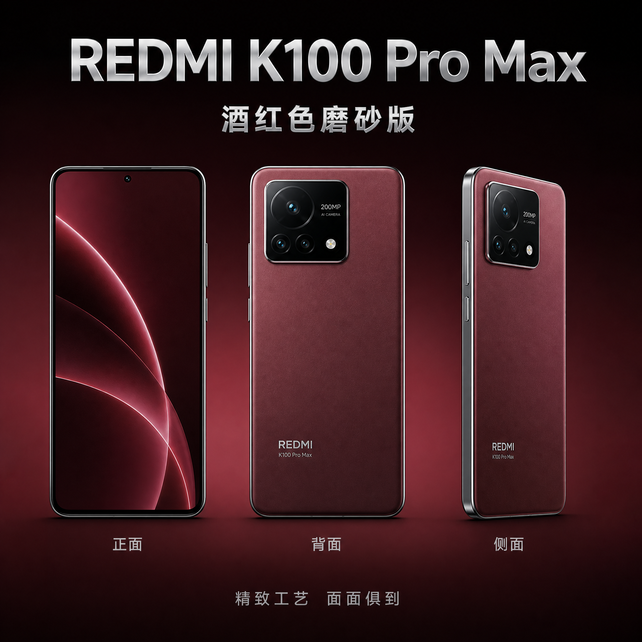 [主图-5] REDMI K100 Pro Max 酒红色磨砂… - 图片创意预览