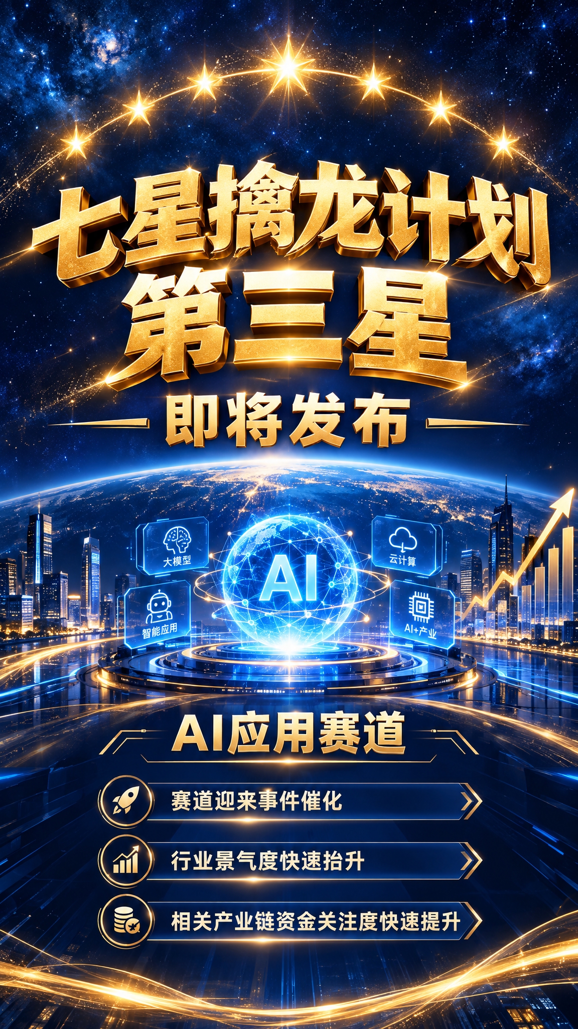 竖版9:16金融科技海报，深邃夜空背景，上方有七颗明亮星辰连成… - 图片创意预览