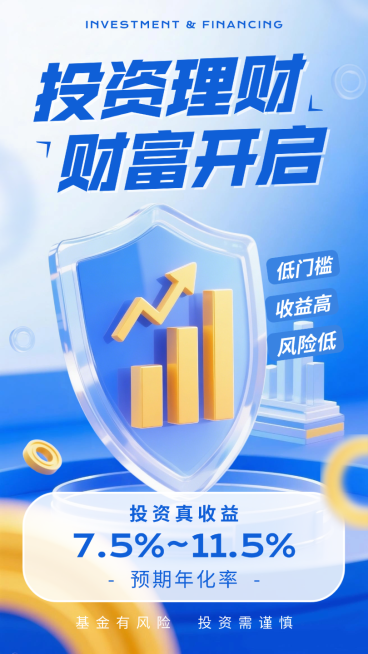 蓝白色3D金融投资理财攻略分享手机海报预览效果