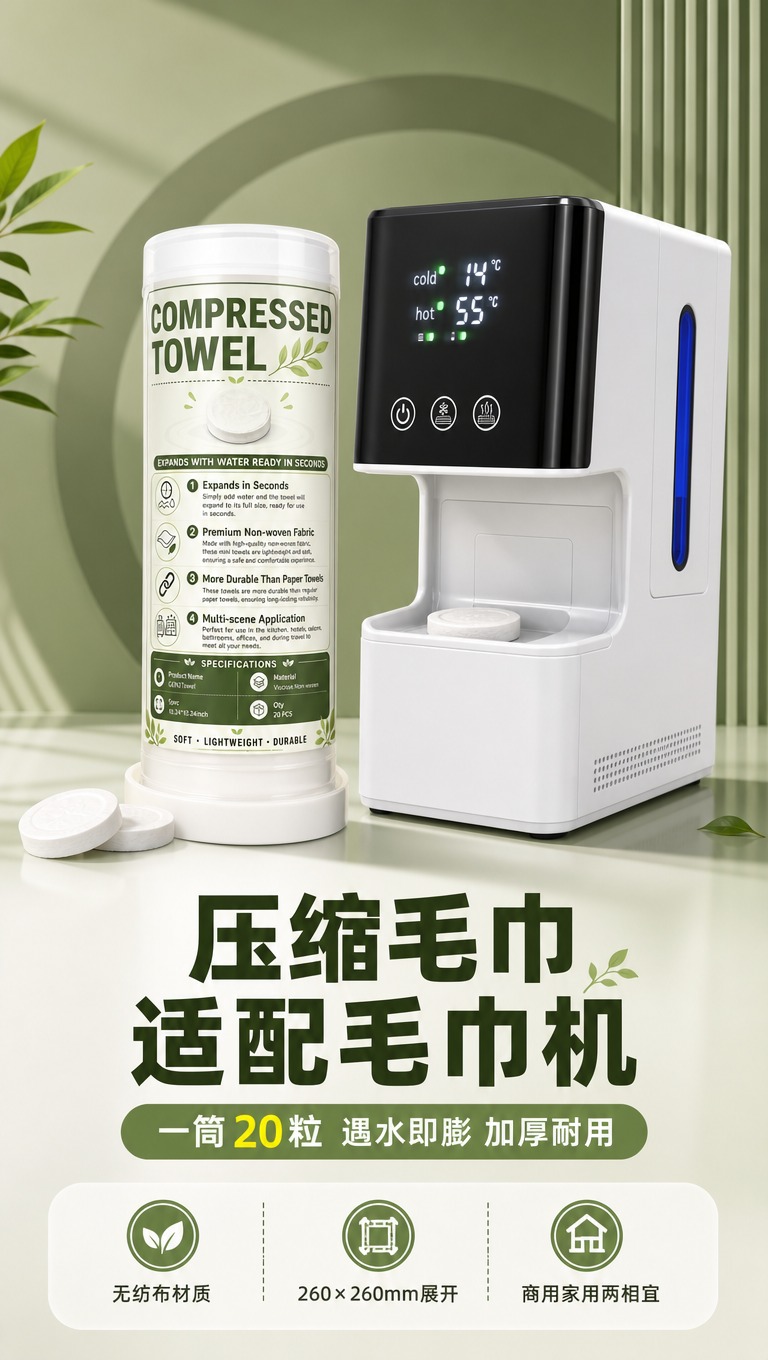 [商品] 使用【图1】带绿色标签的压缩毛巾筒和【图2】毛巾机产… - 图片创意预览