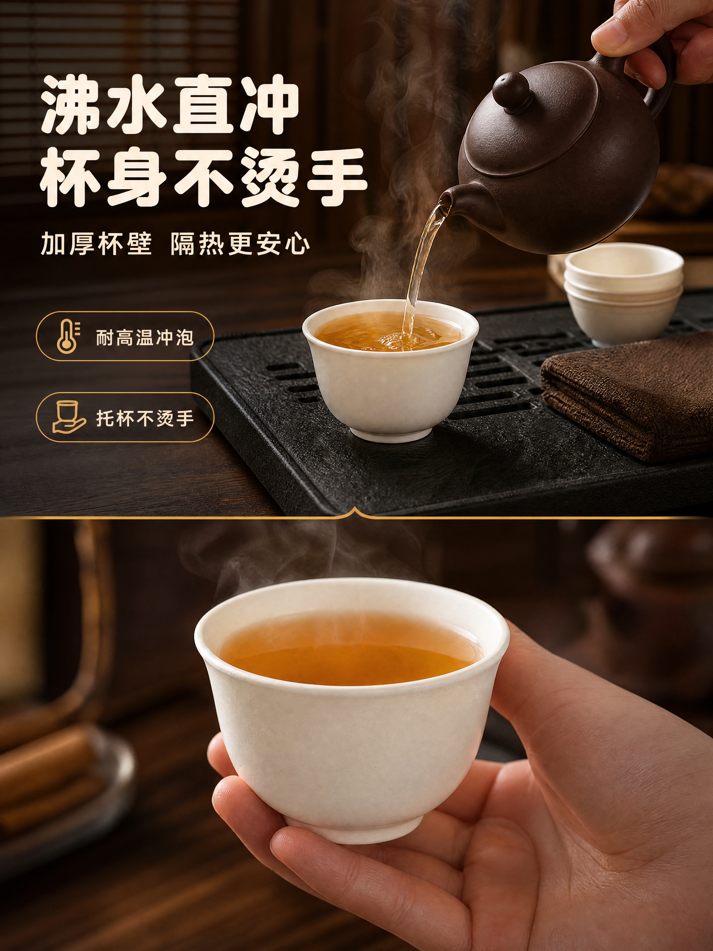 [商品] 使用【图1】白色一次性稻壳功夫茶杯；保留敞口直壁微收… - 图片创意预览