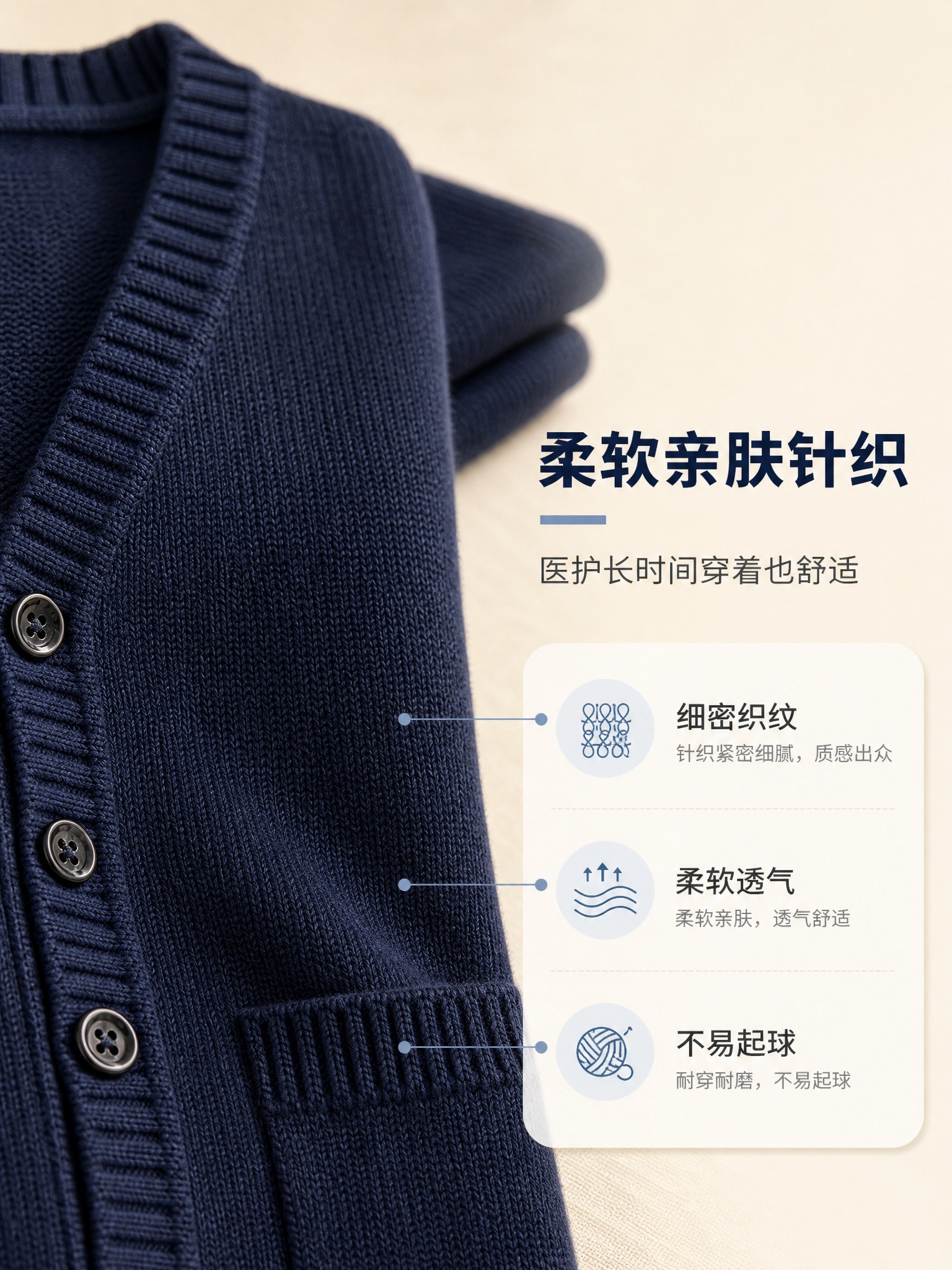 [商品] 使用【图1】藏青色V领护士毛衣开衫；商品处理：保留V… - 图片创意预览