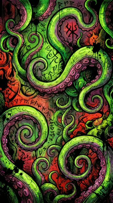 将这张图片整体调亮，提升整体亮度，保持原有章鱼触手和符文的图案和风格不变，让色彩变得更加明亮预览效果