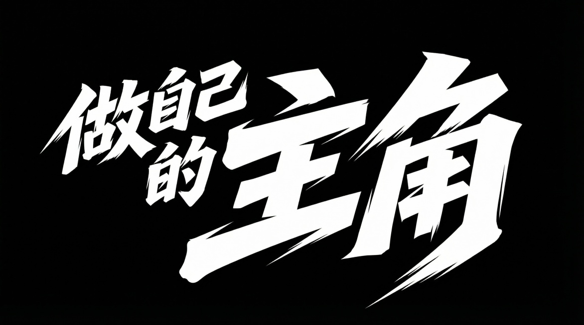 更具参考的字体设计方法，设计一款“做自己的主角”的艺术字体，需要强调“主角”两个字预览效果
