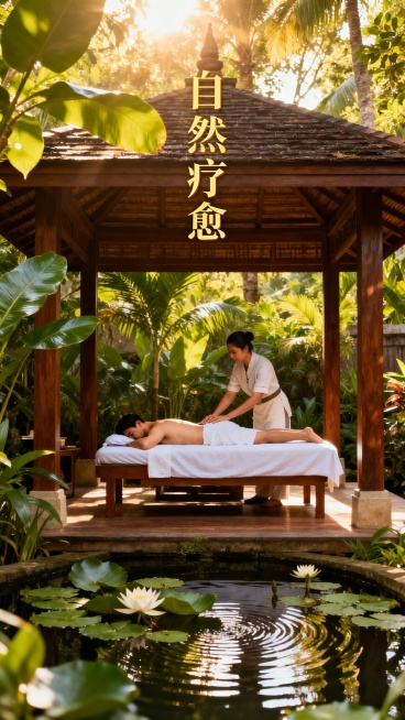 生成50张泰式舒缓SPA的图文，图片加入一些文字预览效果
